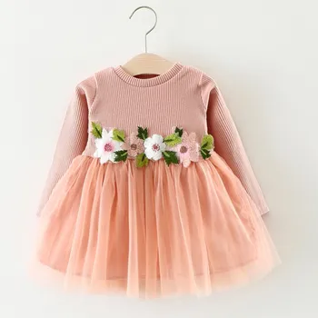 

Cute Girl Dress Toddler Baby Girl Floral Dresses Tutu Long Sleeve Princess Dress Dresses For Girls kiz cocuk elbise A1