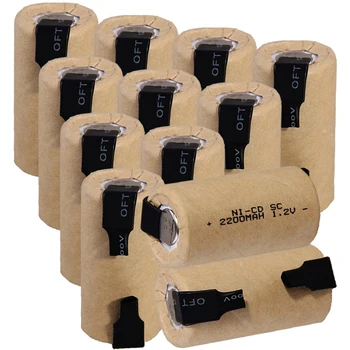 

Real capacity 12 pcs SC battery 1.2v NICD SUBC batteries rechargeable 2200mAh 4.25cm*2.2cm battery akkumulator for power tools