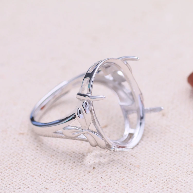 17*23 мм 925 стерлингового серебра Девушки Женщины полу крепление основы заготовки база чистый блокнот кольцо Свадебная Ювелирная фурнитура для рукоделия A1337