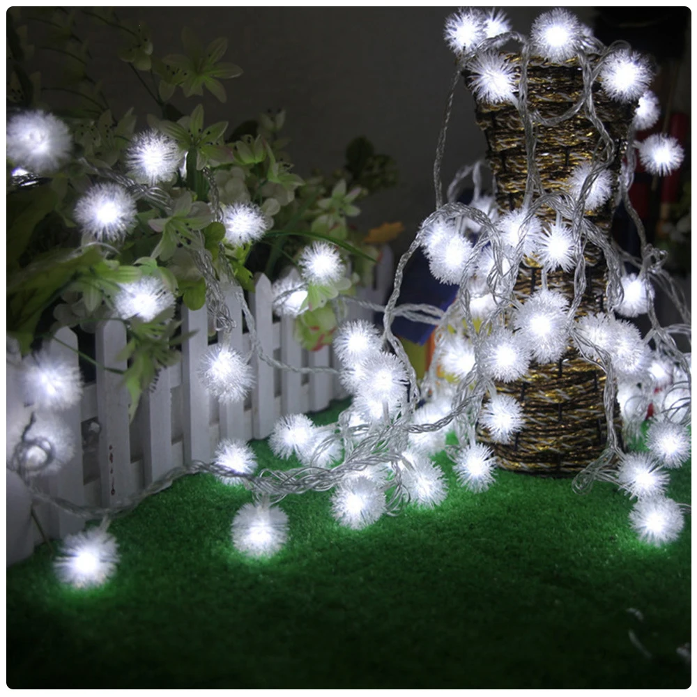 10 м 60LED китайские фонарики, веревка USB Powered гирлянда Hairball для праздника Рождество Новый год украшения 45