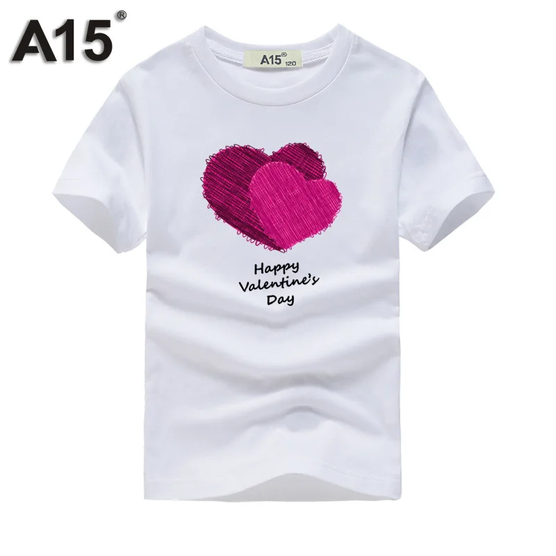 

A15 Kids Girls Tops Tees Children T-shirts for Boys Short Sleeve Summer T Shirts Cute Heart Print Shirt Tops Size 6 8 10 12 Year