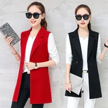 Elegant Suit Blazer Vest Women Spring Summer Sleeveless Long Vest Jacket Colete Plus Size 3XL Blazer Vest Coat Women Waistcoat
