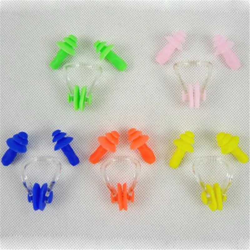 HOT NEW 2 Pcs Swimming Nose Clip + Mushroom Earplug Ear Plug Set Color Random Soft Swimming Ear