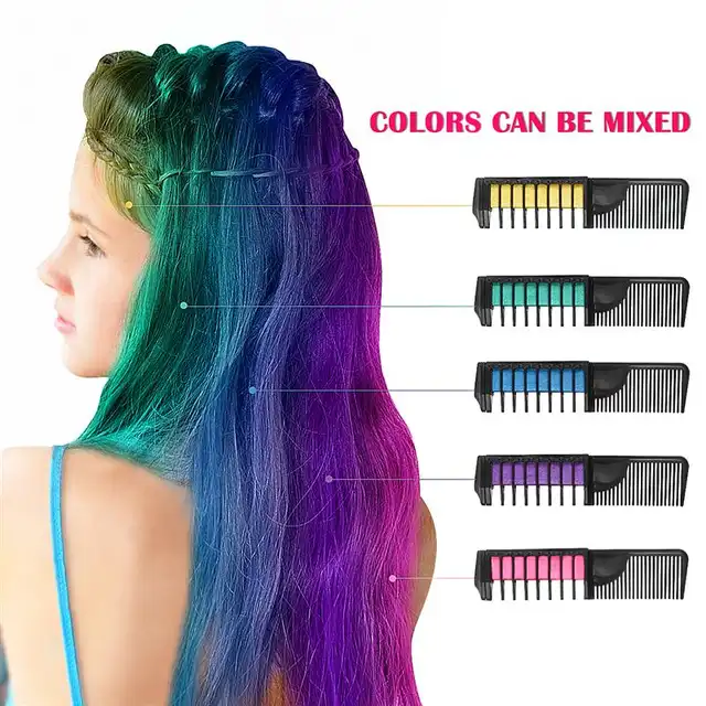 Online Shop Disposable Hair Chalk Comb 8 Colors Washable Temporary