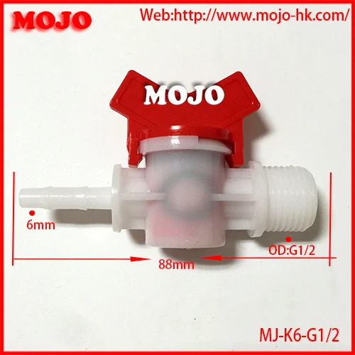

Free shipping!(50pcs/Lots) MJ-K6-G1/2 Water valve for barb:6mm to Male thread:G1/2" diameter garden irrigation water faucet