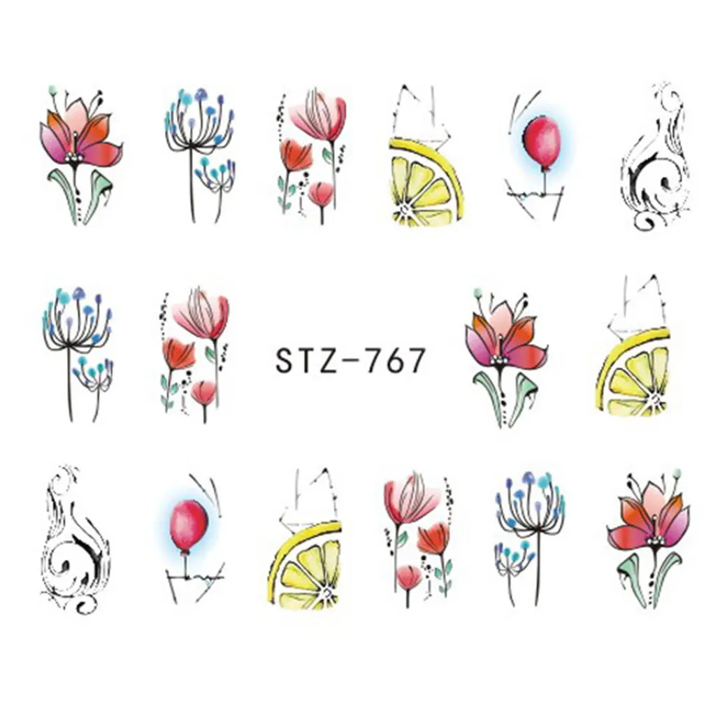 Новое поступление, 1 лист, цветок, наклейка для ногтей, растение, переводные наклейки для ногтей, аксессуары для ногтей, наклейки для самостоятельной сборки - Цвет: NO.2