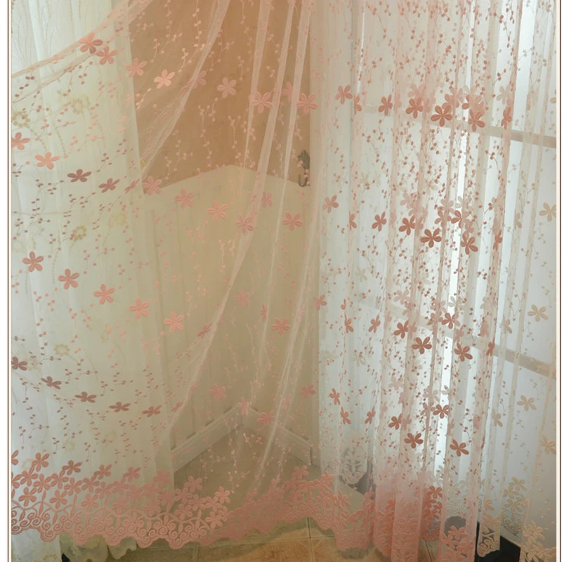 Современные оконные занавески, прозрачные корейские занавески с вышивкой, Роскошные цветы, кружевные занавески для гостиной, детской спальни
