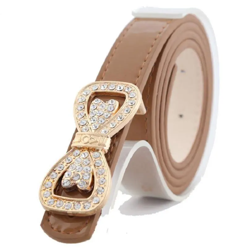 

Mount rhinestones bow women girdle PU body hook buckle belt waistband width 2.3 length 105cm white pink yellow S027