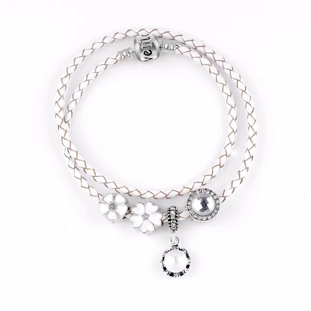 2018 Christmas1pcs Bracelets En Cuir pour Femmes avec Rouge Murano Perles Argent Plaque Arbre de Vie