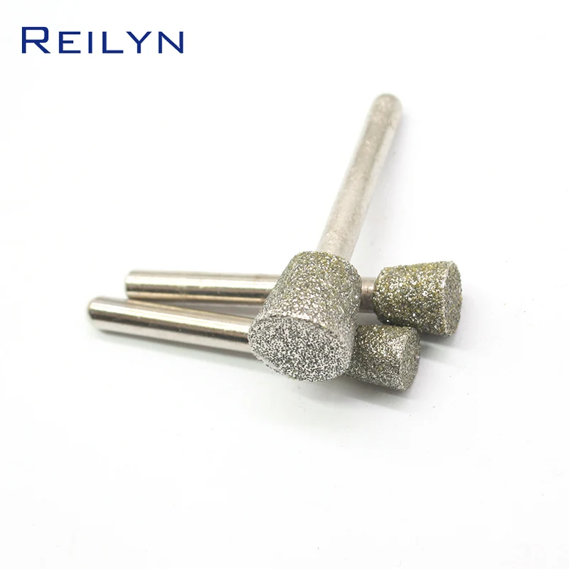 

Reilyn Diamond Grinding Point Shank 6mm Point Size 6mm-16mm Grit 60# Metal Peeling Diamond Stone Jade Grinding Point Polishing