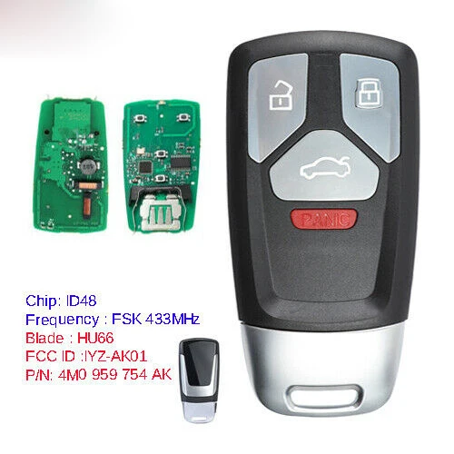 Cena KEYECU obudowa inteligentnego pilot z kluczykiem samochodowym 433 MHZ 315 MHZ dla Audi A4 A5 Q7 SQ5 TT 2017 2019 4M0 959 754 AK