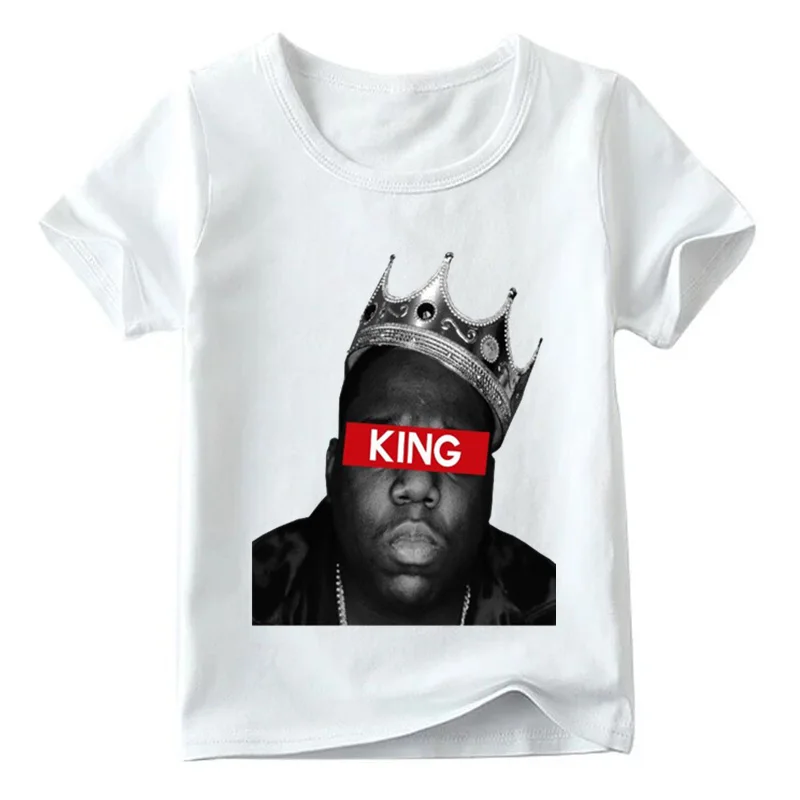 Америки хип-хоп рок звезда Notorious Big дизайн футболка летние футболки для детей Одежда для мальчиков и девочек Повседневная футболка, HKP456 - Цвет: White B