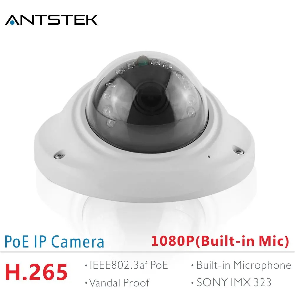 ANTS Full HD 1080P H.265 Compression Vandal Proof Onvif Indoor IP Camera with Wide View Angle Lens and Built-in PoE Audio | Безопасность