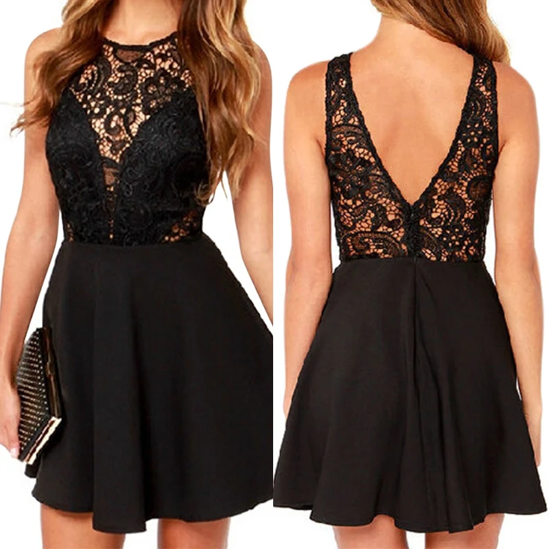 Buy Summer Women Sheer Lace Slim Bodycon Dress