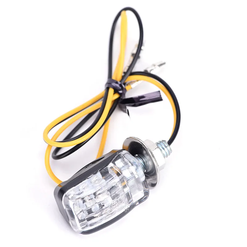 Комплект из 2 предметов, Новое поступление 12V 6LED Мотоцикл Мини Янтарный указатели поворота мигалка Индикатор черного цвета