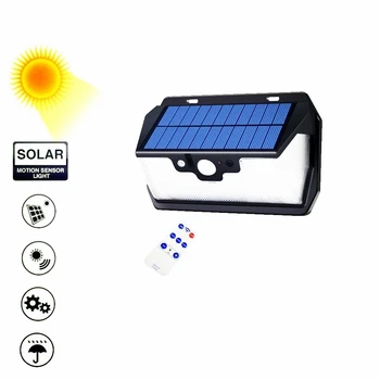 

55 leds Solar light remote control radar 3 side lighting usb port Outdoor Garden garage door patio fence lantern new street wall