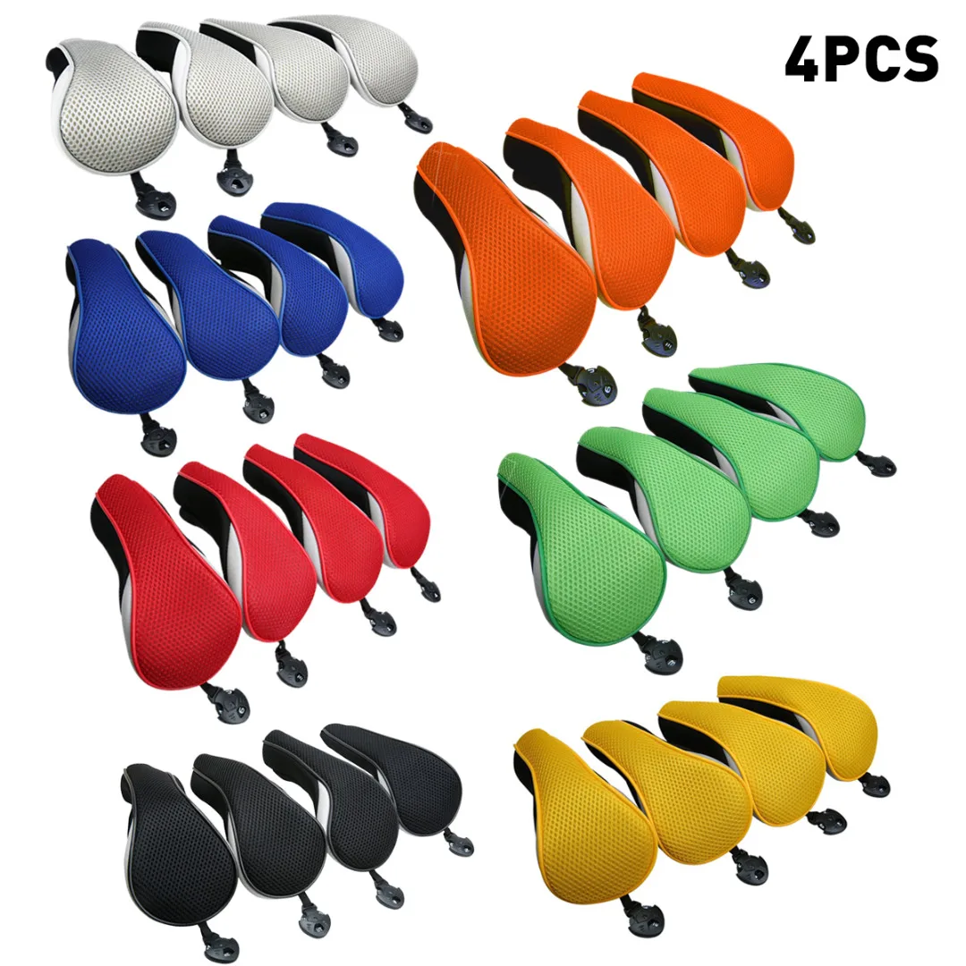 4Pcs 7 Colors Club Head Covers Golf Universal Neoprene Protective Cover Replacement Driver Fairway Wood Covers Golf Accessories