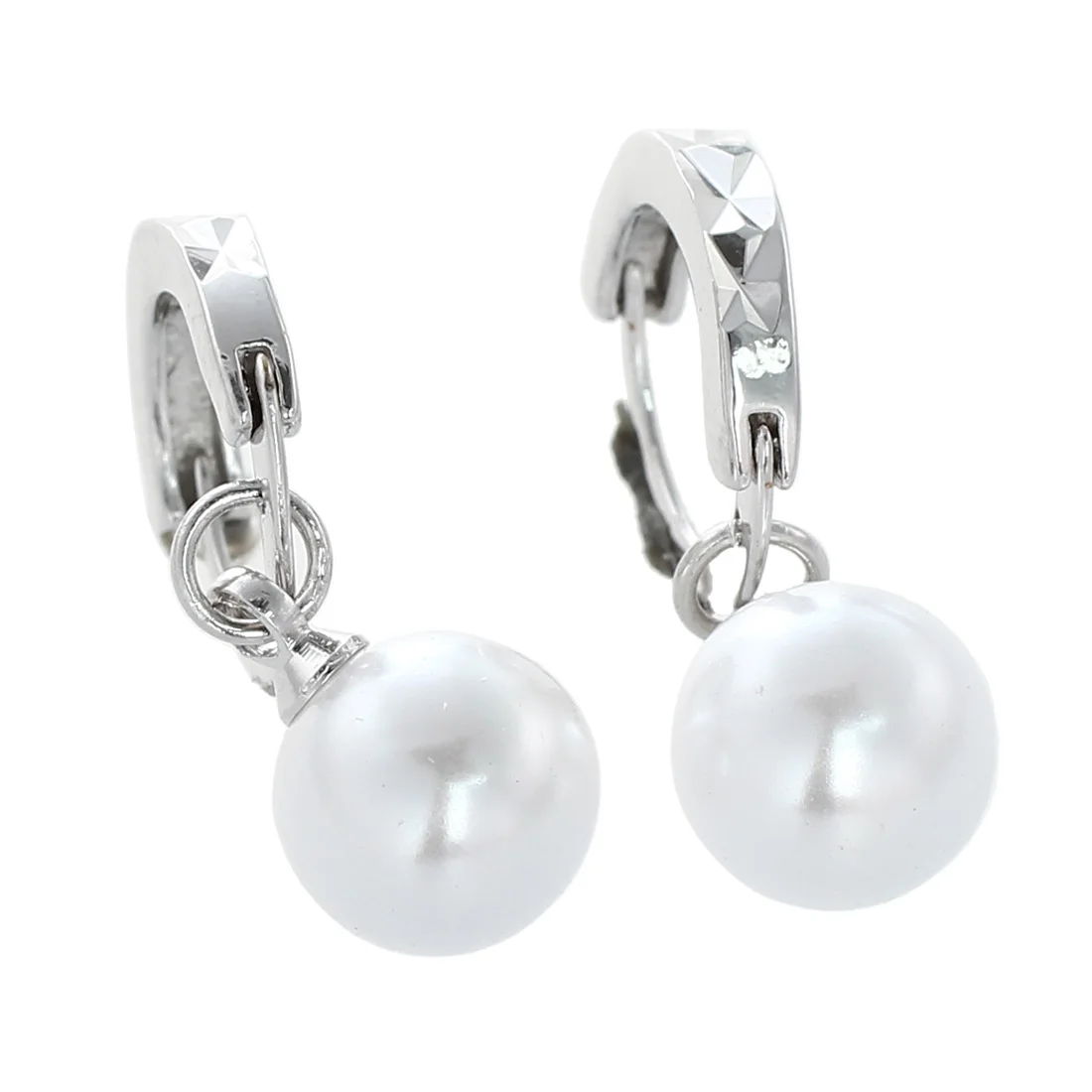 Women's Charm Silver Fake Pearl Earrings Jewelry Hoop Earringsin Hoop