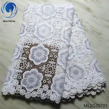 BEAUTIFICAL white cord lace african guipure lace fabric 2019 high quality lace 5 yards/lot cheap guipure lace fabrics ML2G207 guipure lace panel bardot top