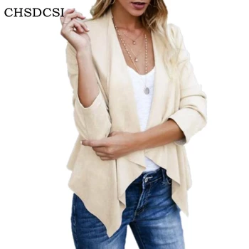 

CHSDCSI Faux Suede Jackets Autumn Spring Fashion Imitation Turn-down Collar Open Stitch Long Sleeve Outerwear Coats Short Coat