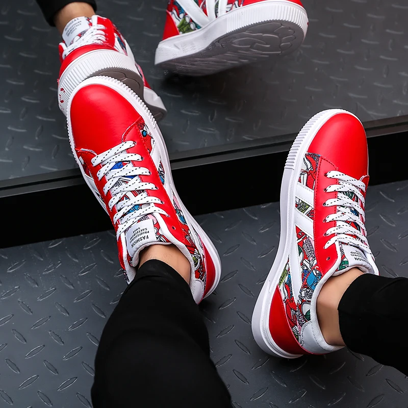  Graffiti Women Sneakers Cool Shoes High Top Boots Woman White Shoes High Top Running Shoes for Men 