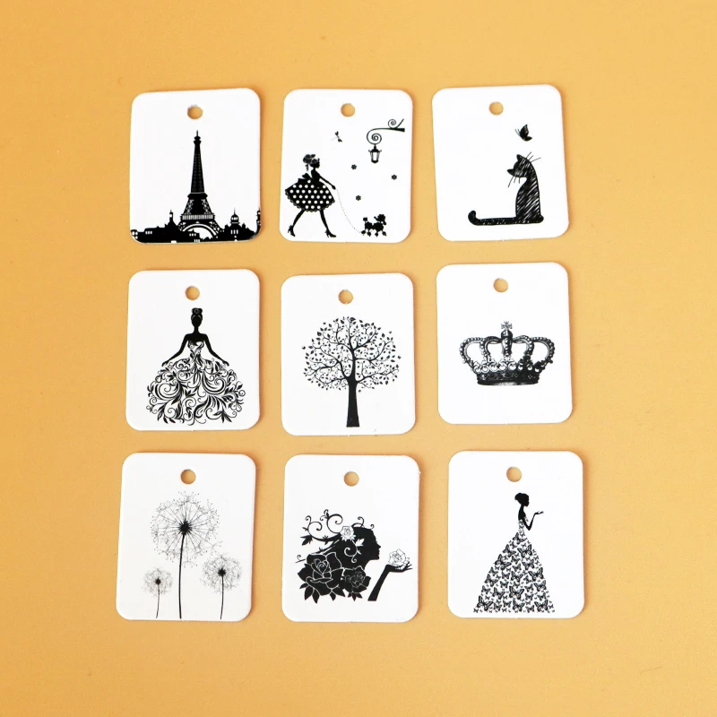 

100pcs White Paper Cards printing handmade tag DIY Gift box tag candy cupcake favors name brand tag Jewelry Cloth Price Tags