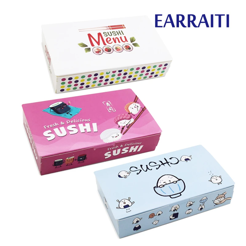 

50 Pcs Disposable Sushi Box Rice Ball Paper Packing Box For Fast Food Shop Restaurant Sushi Box Packaging Thicken Supplier