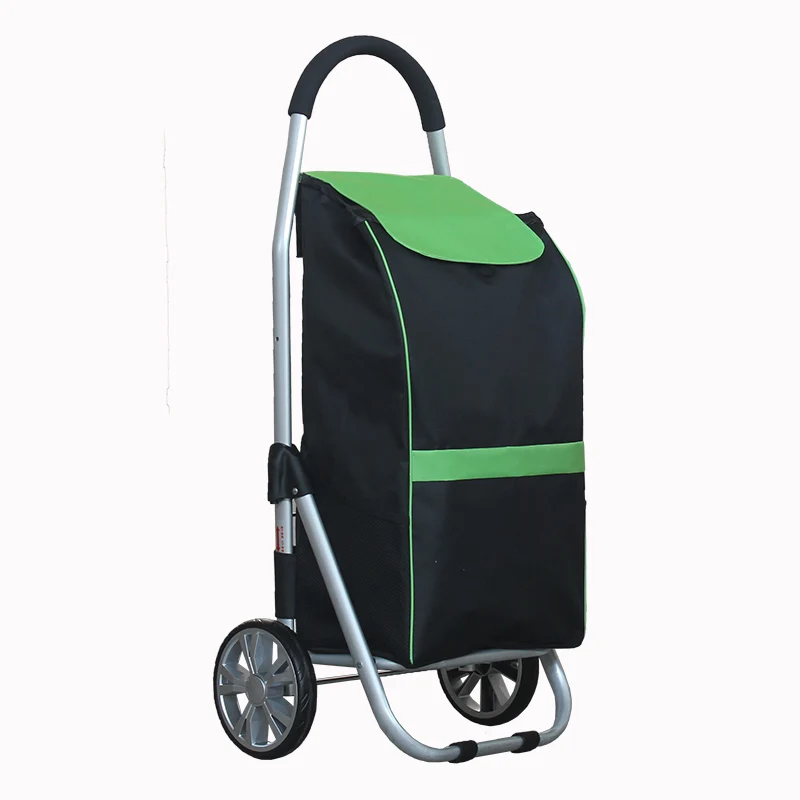 

Foldable Aluminum Alloy Shopping Cart 40kg Loading Portable Trolley with Waterproof Oxford Bag Travel Storage Package Organizer