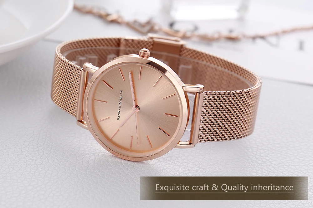 Стиль браслет японский кварцевый механизм из нержавеющей стали сетки женские часы водонепроницаемые розовое золото женские часы relogio feminino