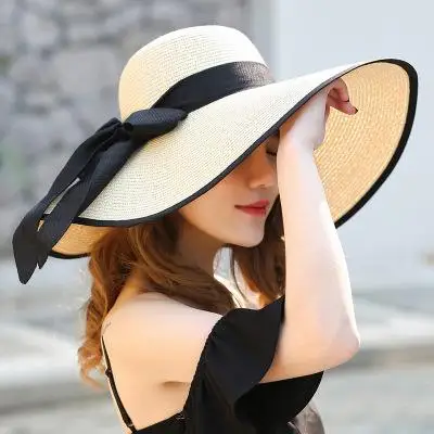 Горячая Распродажа Женская пляжная соломенная шляпа с широкими большими полями, брендовая Новая повседневная женская кепка - Цвет: 14