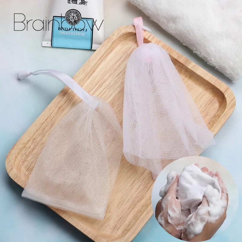 

Brainbow 3PC Portable Foaming Net For Facial Cleanser&Soap Make Bubbles Use For Washing Face Shaving Wash Hair Bath Accessories