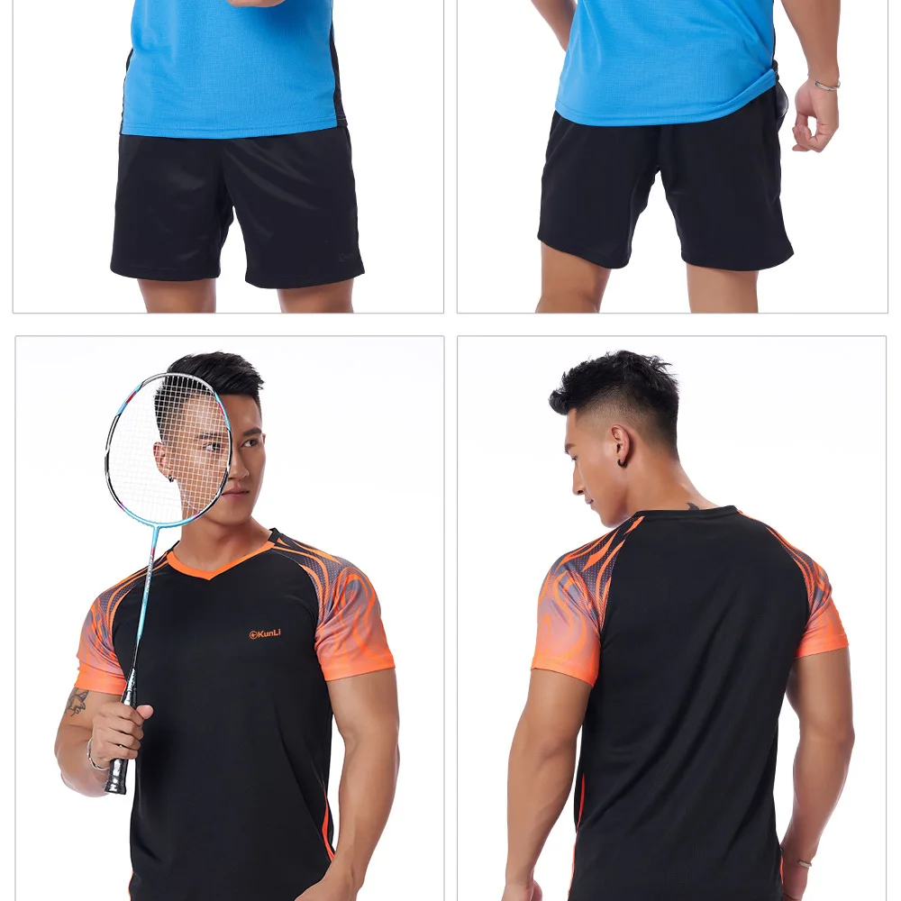 Kunli short tennis shirt men outdoor sports badminton clothing running clothing T-shirt basketball Volleyball shirt