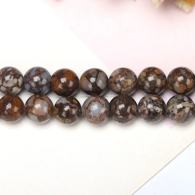 2 цвета натуральный Опал круглые драгоценные камни Размер 4 6 8 мм выбрать размер коричневый цвет опал StoneDIY бусины для мужские ювелирные изделия браслеты Изготовление