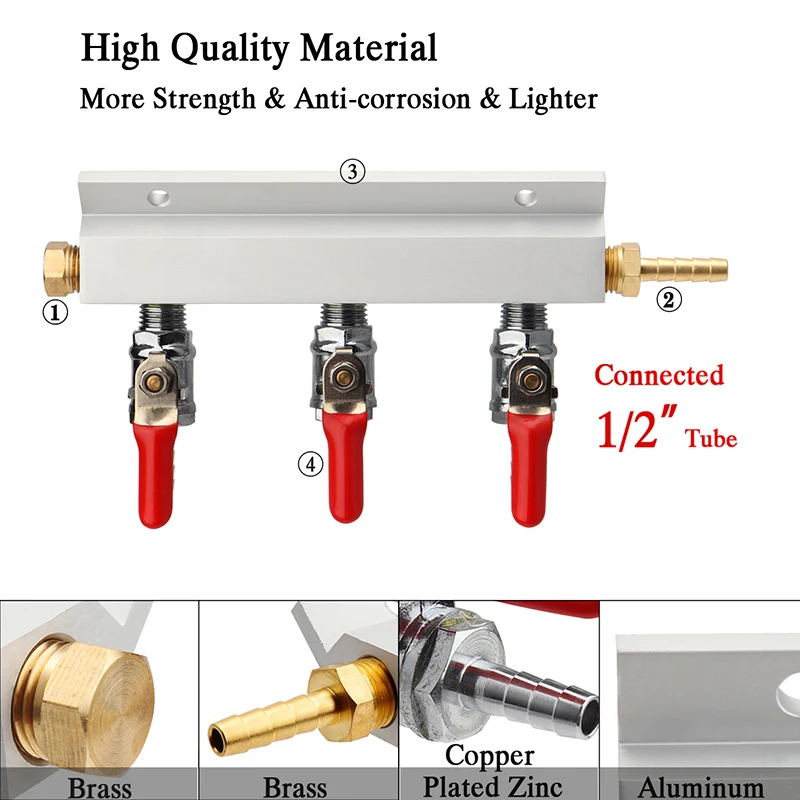 3 способ СО2 газораспределительный коллектор с 7 мм шланга на входе/выходе фитинги для бочонок для разливного пива, дома пивоварения обратный клапаны