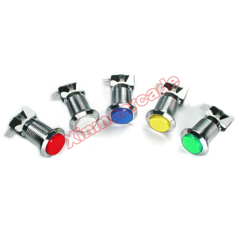 5pcs of Arcade game Chrome Plated 12V illuminated LED Push Button FOR Mulitcade arcade machines