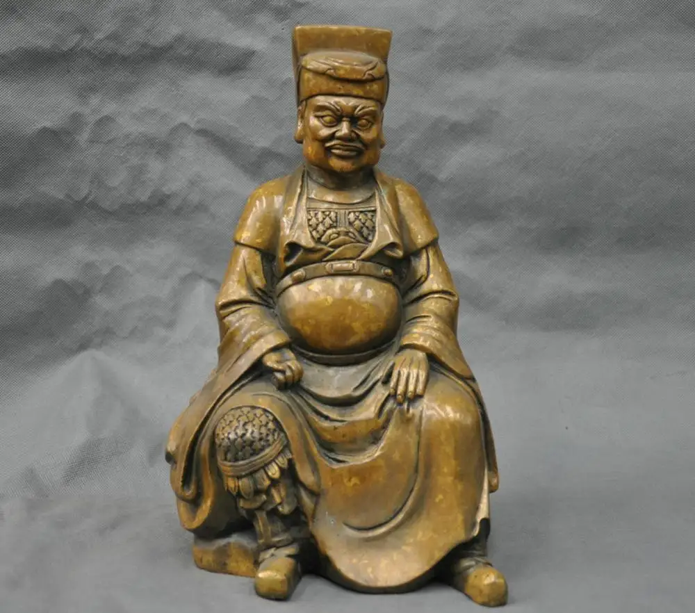 

SS 12'' China Pure Bronze Old Ancient Government Officer Judge Statue