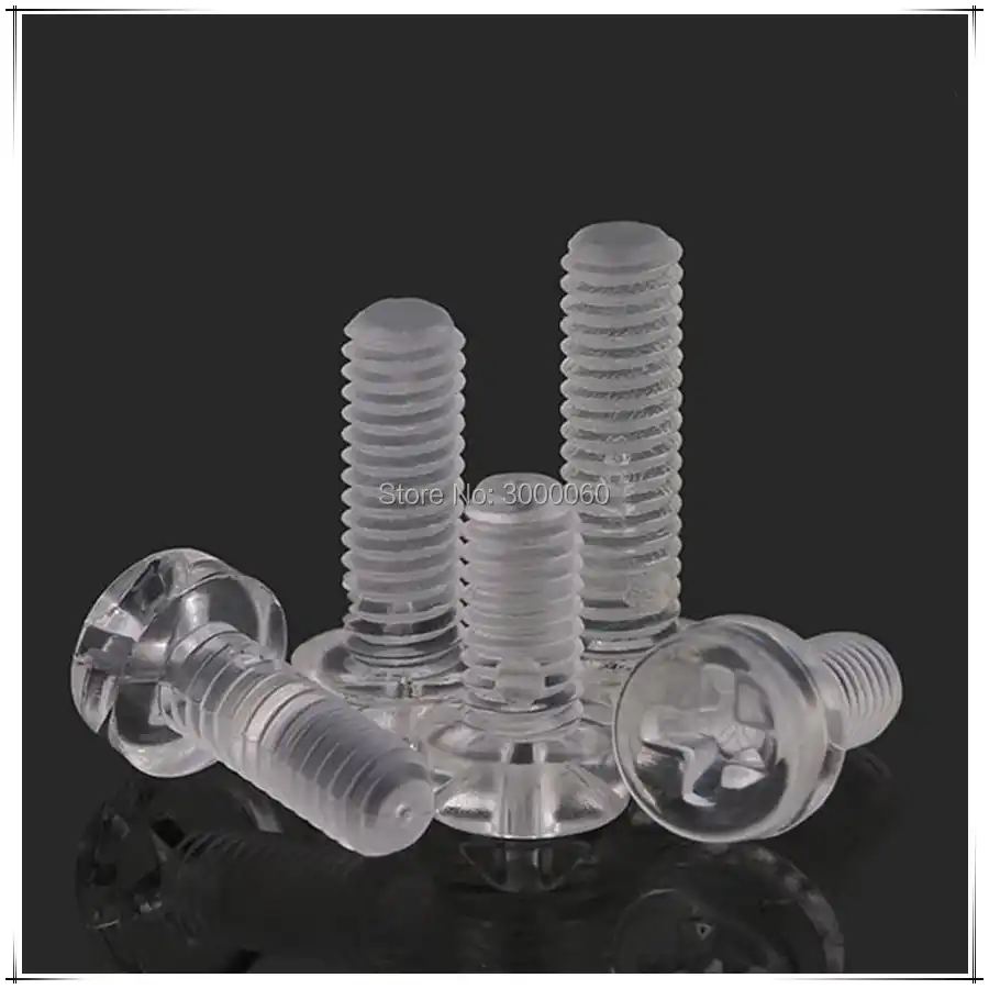 250pc Phillips Head Screw Bolt Nut Set Kit Acrylic Clear Plastic M3 M4 Round Pan