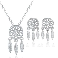 XIYANIKE 925 серебро 2 шт./компл. корейский стиль перо Ловец снов Ювелирные наборы кулонов ожерелье для женщин подарок NE+ EA