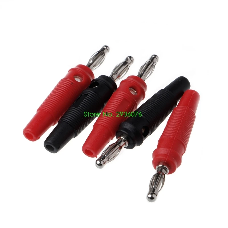 

10 Pcs Red Black 4mm Solderless Side Stackable Banana Plug Terminals Connectors Drop Shipping Support