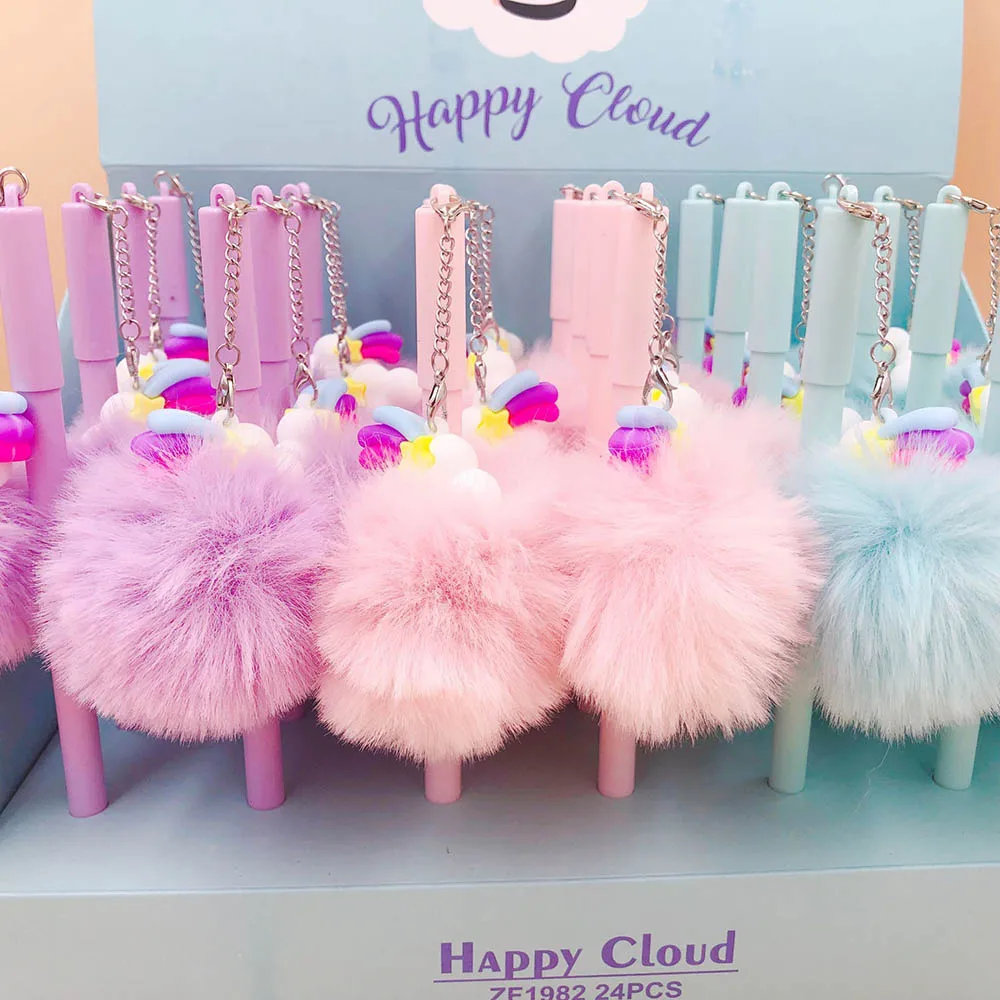 1 шт. Радужный гелевый кулон в виде перьевой ручки Happy Cloud Плюшевые Ручки для школы