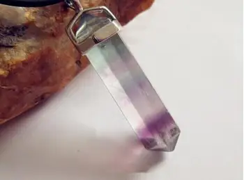 

Free shipping Free Shipping 6 Sided Radiant NATURAL Fluorite QUARTZ Crystal WAND Healing Massage Reiki Wicca Point Pendant