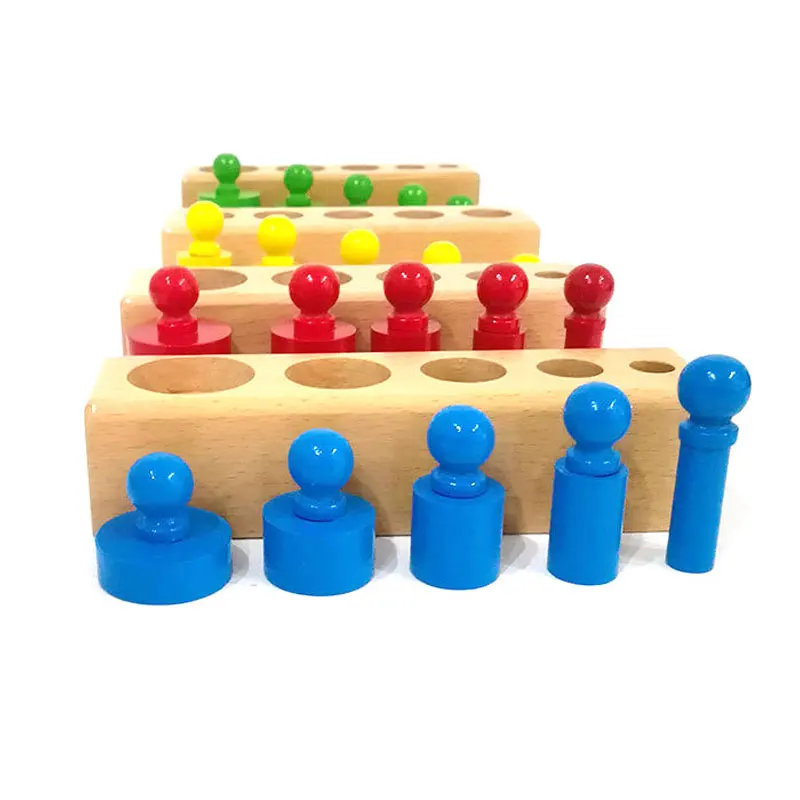 

Colored Wooden Montessori Cylinder Blocks Set Sensory Toys For Children Educational Teaching Material Kids Gift MD0864H