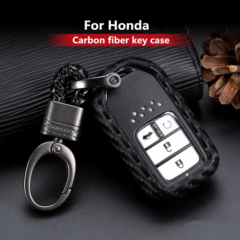 

2019 New Carbon Fiber Silica Gel Car Key Case Cover Holder Key Chain For Civic For Civic For HR-V CRV Odyssey Accord 2013-2017