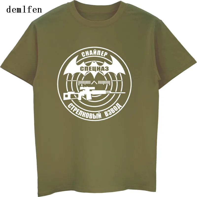 

New Spetsnaz Russian Special Force Platoon Sniper Print T-shirt Summer Casual Cotton Short Sleeve T Shirt Cool Tees Tops