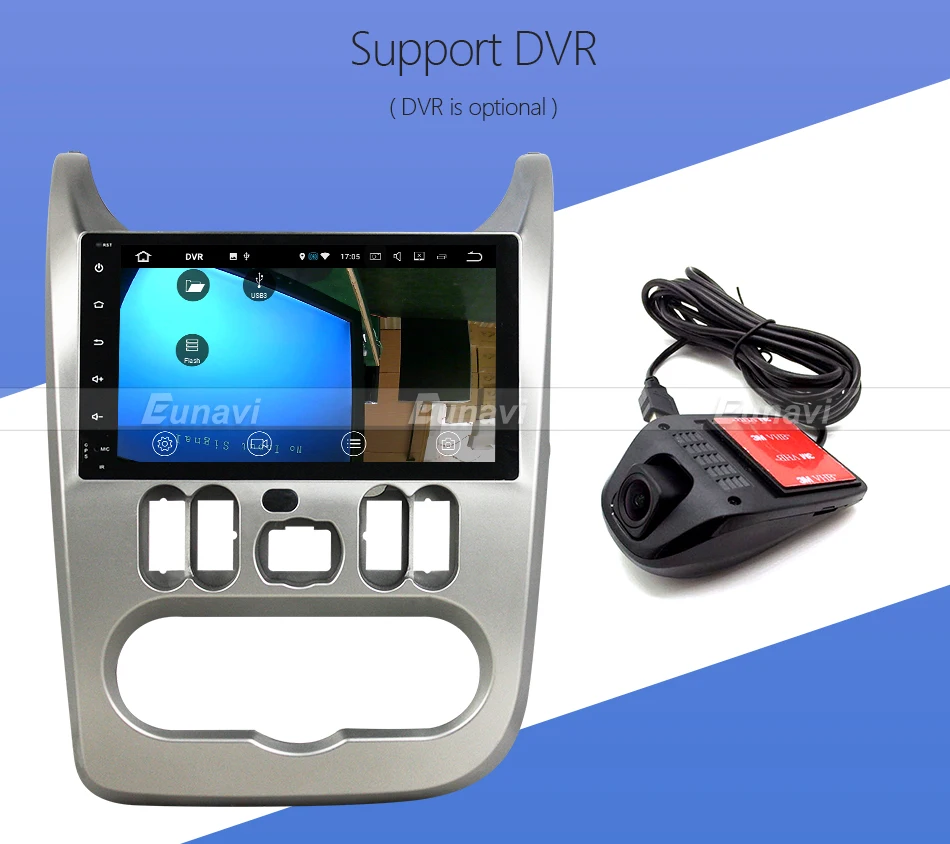 Discount Eunavi Android 7.1 Car Radio GPS Navigation For Renault Logan Sandero Duster 2015 2016 1 Din 9