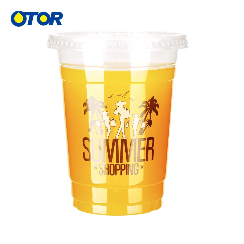 Free Shipping 34oz Clear Plastic Cups Fruit Salad Water Cup with Lid Disposable Glass Outdoor
