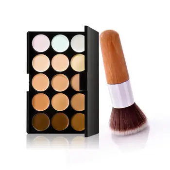 

15 Colors Makeup Concealer Contour Palette + Makeup Brush Oct 23