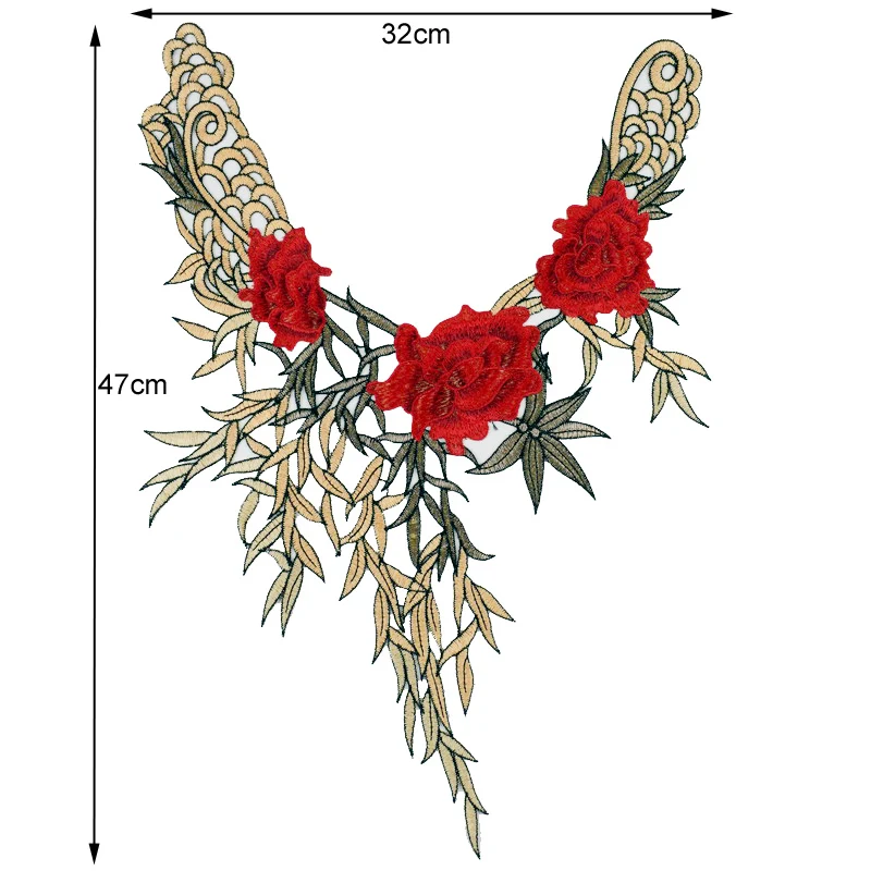 Красная кружевная ткань платье аппликация мотив Блузка Шитье отделка «сделай сам» на декольте Воротник украшение костюма аксессуары Скрапбукинг