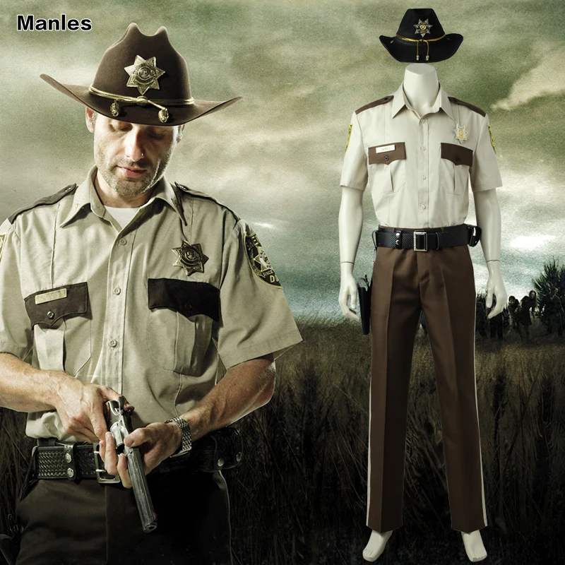 The Walking Dead Sheriff Rick Grimes Costume Cosplay Rick uniform costume no hat