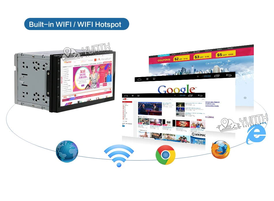 Top 7" Android 7.1 RAM 2G touch screen Quad core 2 DIN universal car radio gps with wifi BT stereo audio NO DVD PLAYER 12